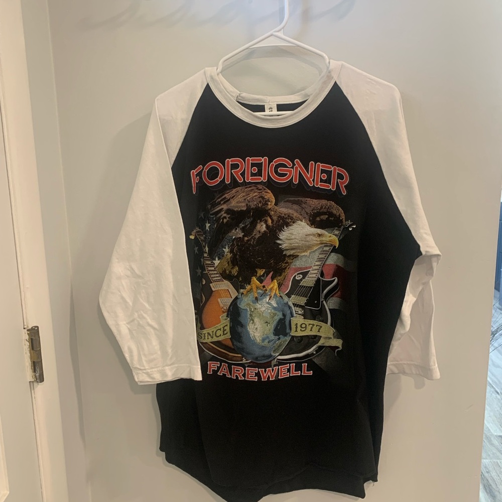 Tultex Black and White Foreigner Farewell Concert Tour Jersey 3/4 Sleeves - Picture 5 of 10